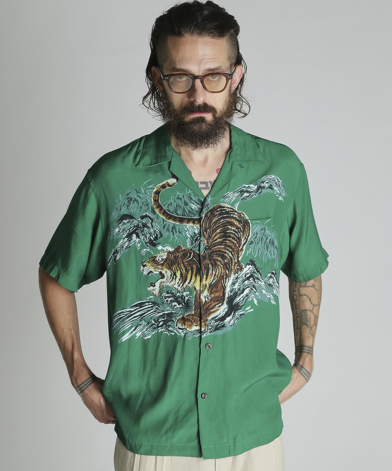 TIGER RAYON SHIRT 老虎圖案 人造絲 襯衫
