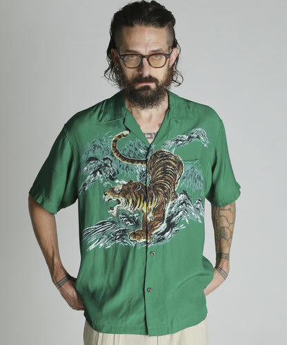 TIGER RAYON SHIRT 老虎圖案 人造絲 襯衫