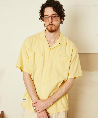HV PLAIN WORK SHIRT 麻粘膠素色工裝襯衫
