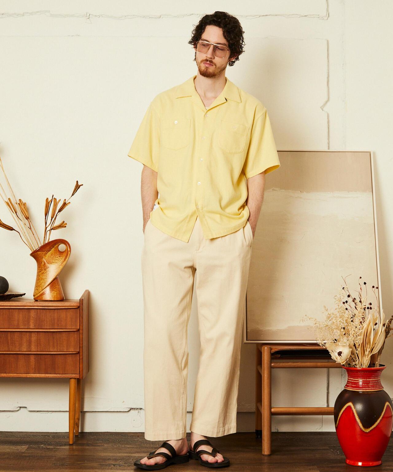 HV PLAIN WORK SHIRT 麻粘膠素色工裝襯衫