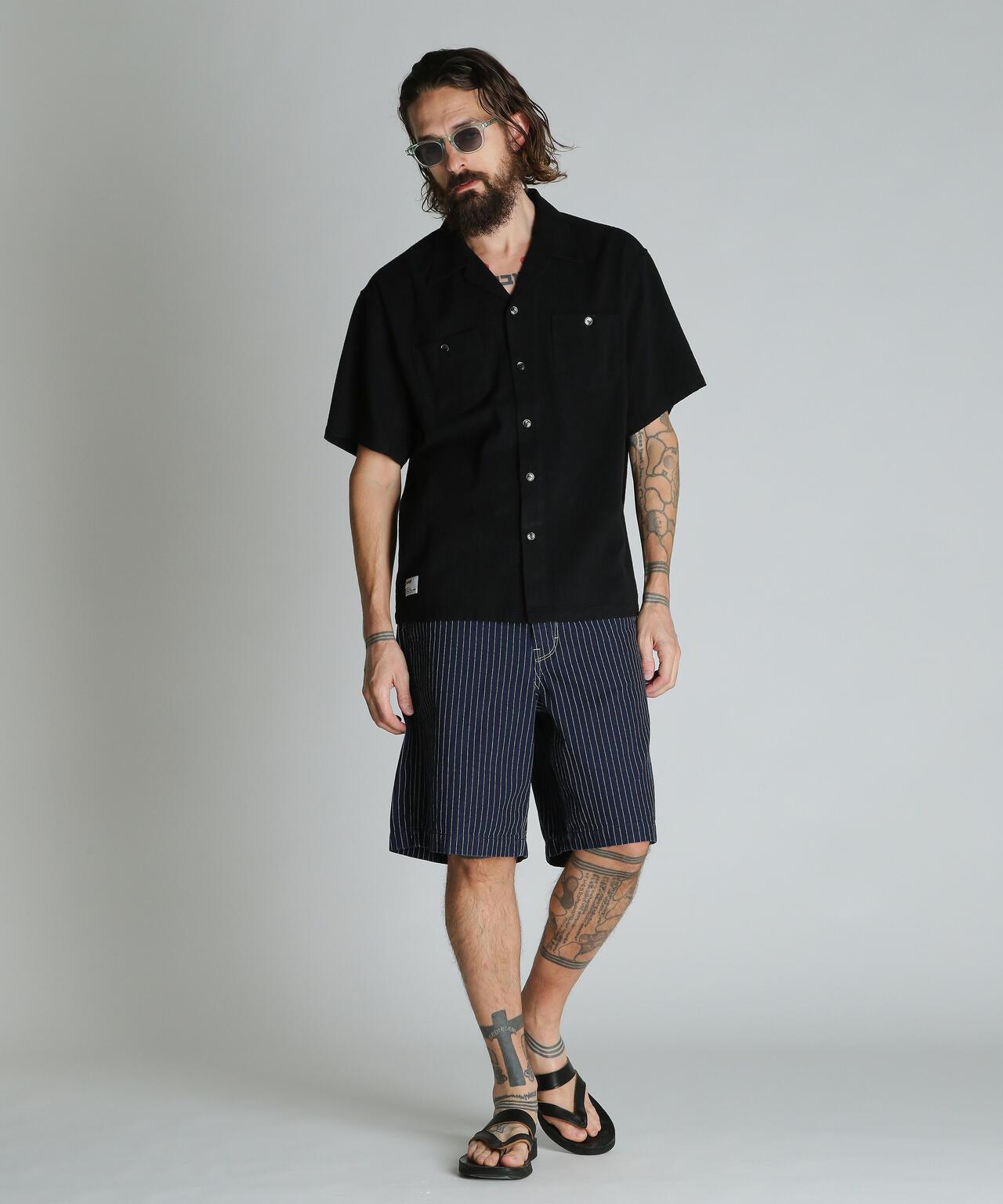 HV PLAIN WORK SHIRT 麻粘膠素色工裝襯衫