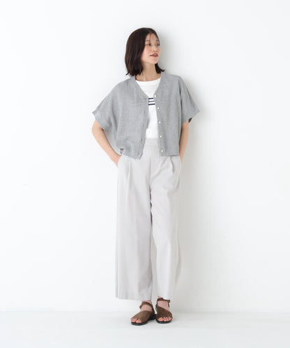 《名品 / マルチサイズ / 洗える》 乾爽觸感 亞麻混紡 闊腿褲
