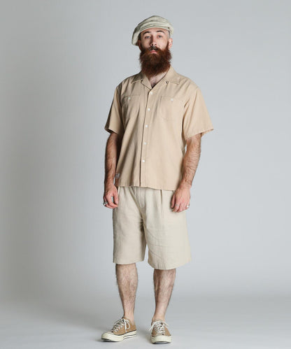 HV PLAIN WORK SHIRT 麻粘膠素色工裝襯衫