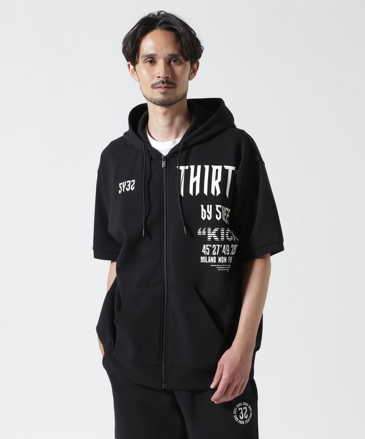 SY32 by SWEET YEARS /エスワイサーティトゥ バイ スィートイヤーズ/ ACTIVE S/S ZIP HOODIE 短袖拉鍊連帽衫
