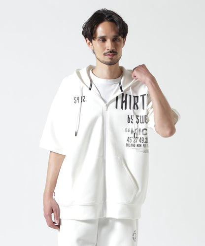 SY32 by SWEET YEARS /エスワイサーティトゥ バイ スィートイヤーズ/ ACTIVE S/S ZIP HOODIE 短袖拉鍊連帽衫