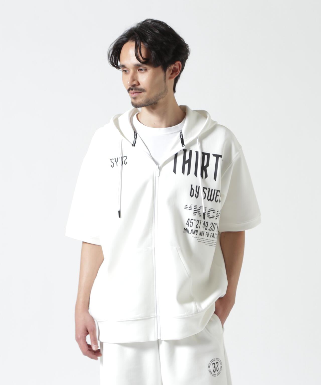 SY32 by SWEET YEARS /エスワイサーティトゥ バイ スィートイヤーズ/ ACTIVE S/S ZIP HOODIE 短袖拉鍊連帽衫