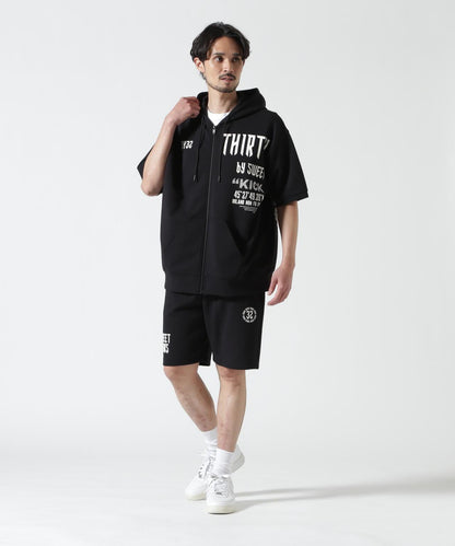 SY32 by SWEET YEARS /エスワイサーティトゥ バイ スィートイヤーズ/ ACTIVE S/S ZIP HOODIE 短袖拉鍊連帽衫