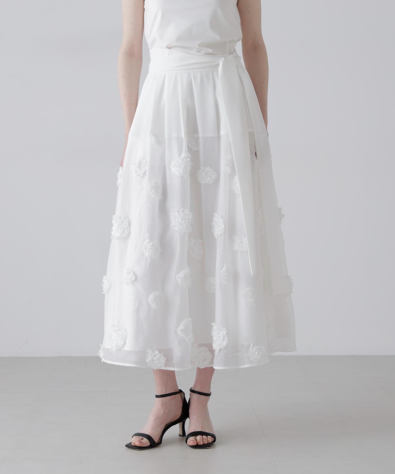 波點花朵刺繡半身裙