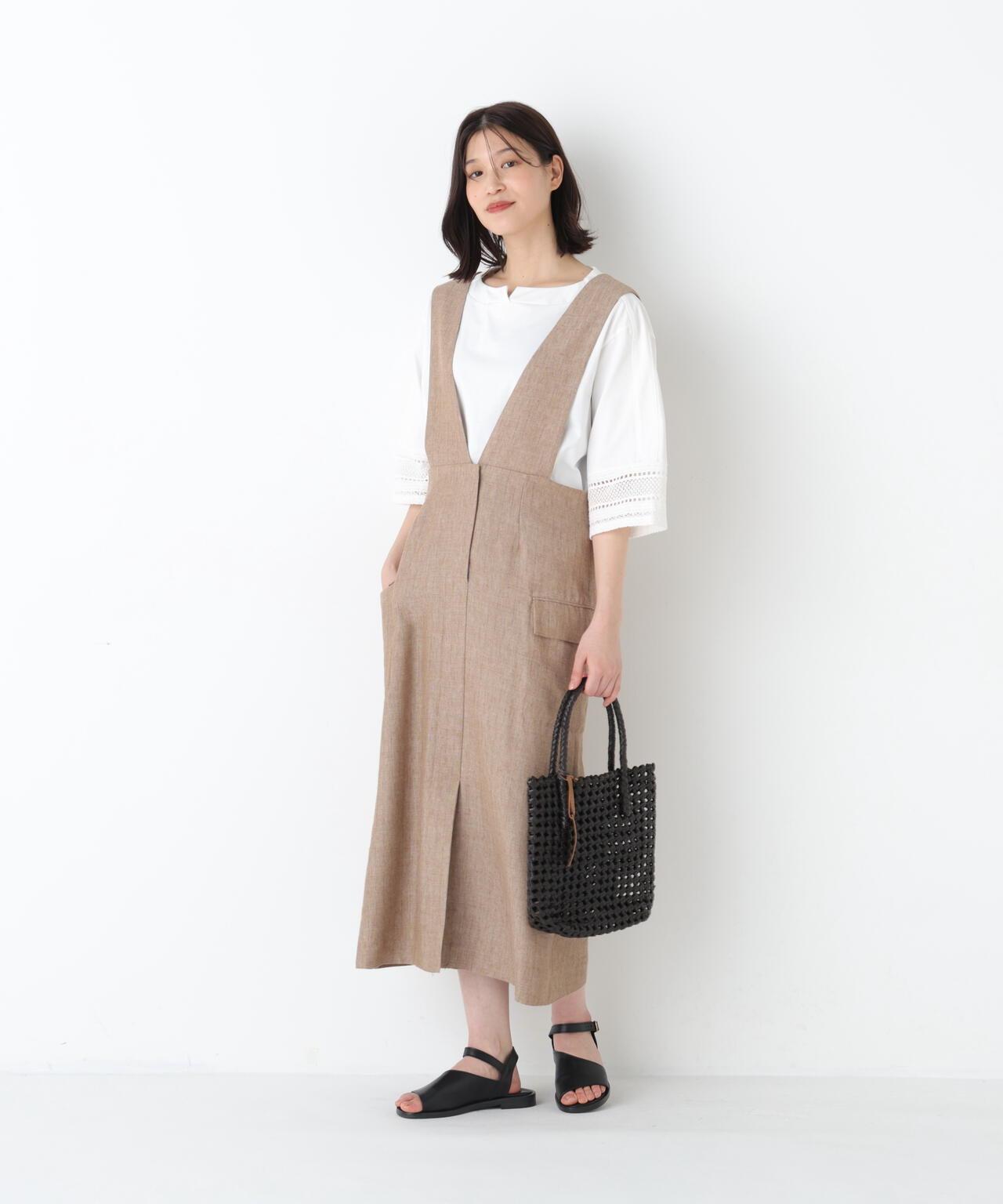 《定番素材》 乾爽觸感亞麻混紡 背心裙