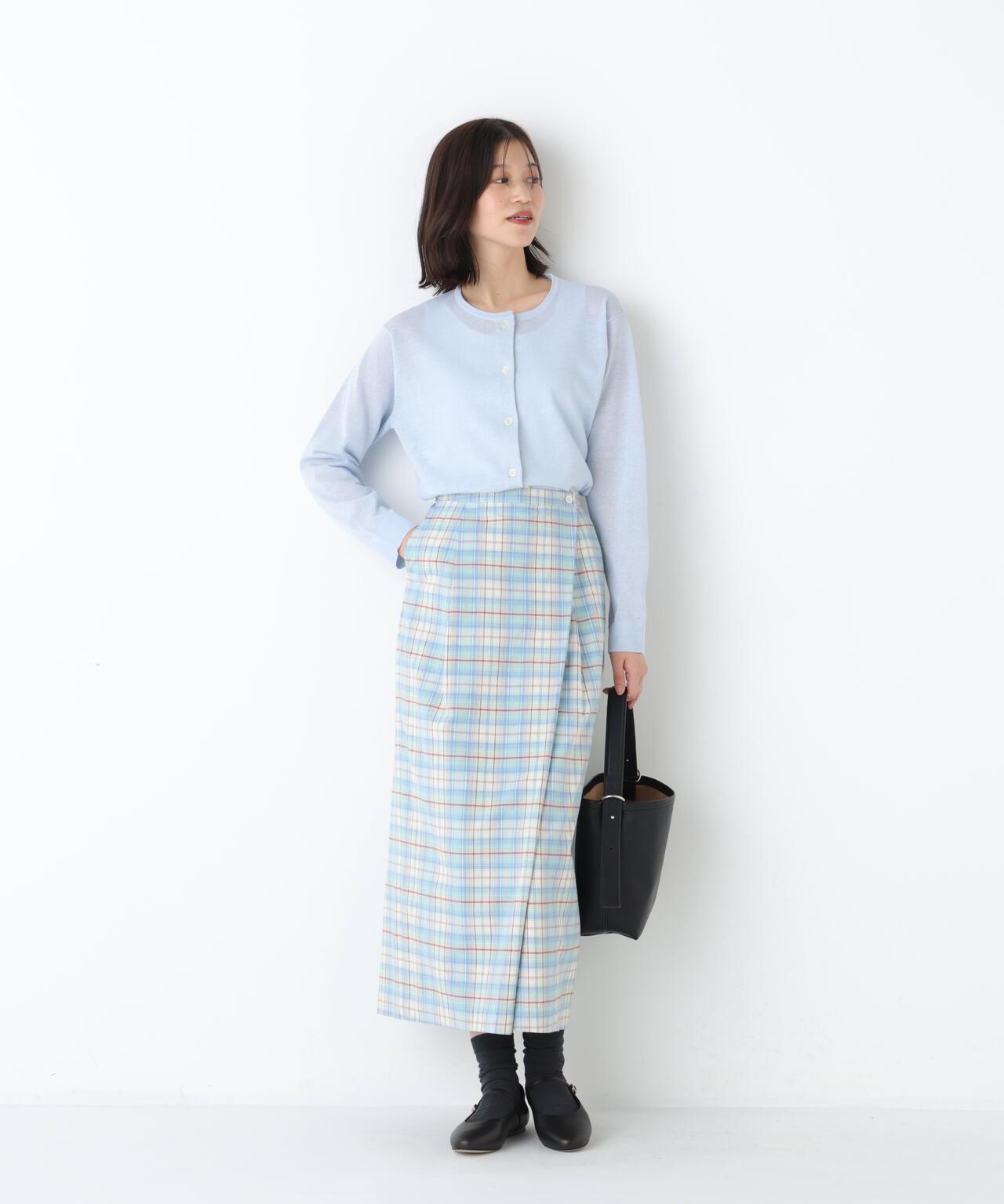 《洗える》 仿裹身格紋半身裙