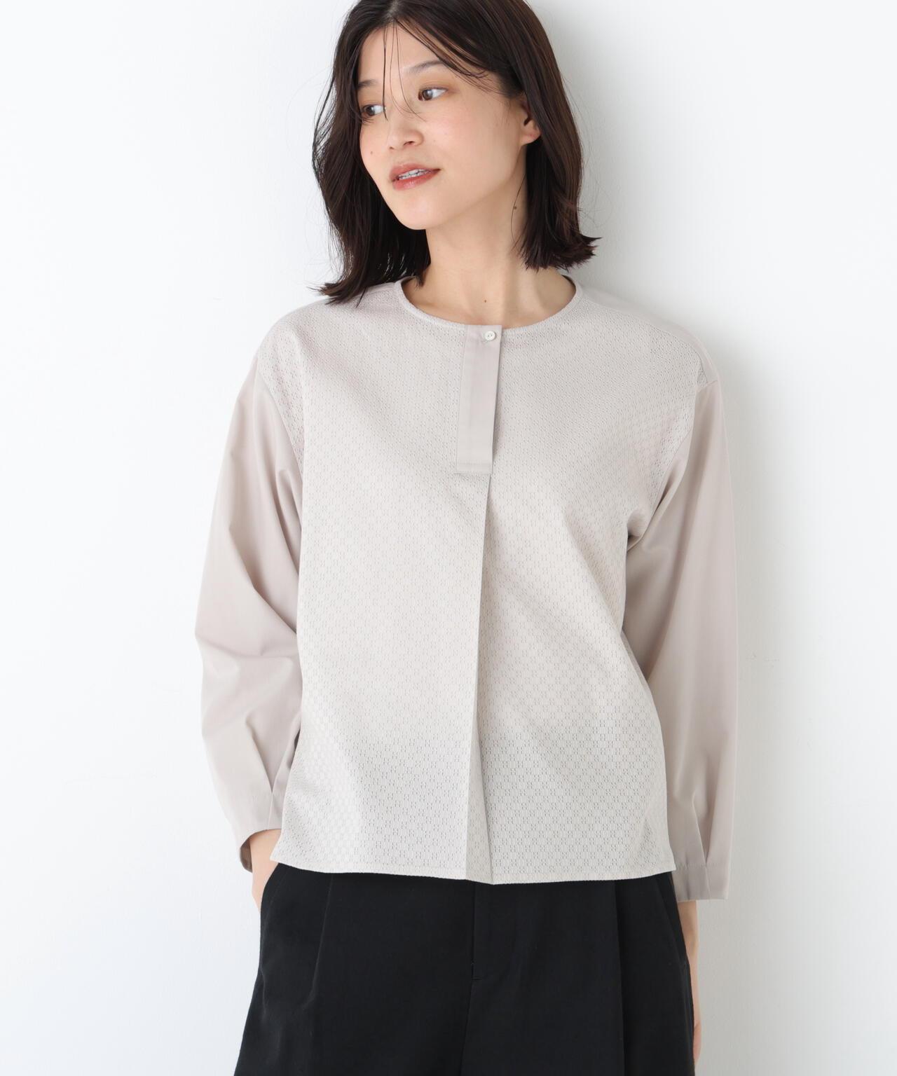 《洗える / Good Price》 網眼蕾絲V領襯衫