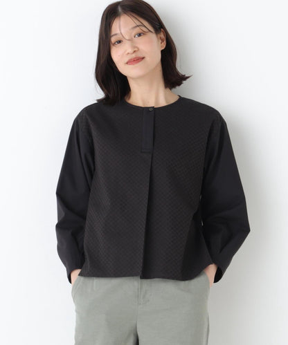 《洗える / Good Price》 網眼蕾絲V領襯衫