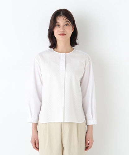 《洗える / Good Price》 網眼蕾絲V領襯衫