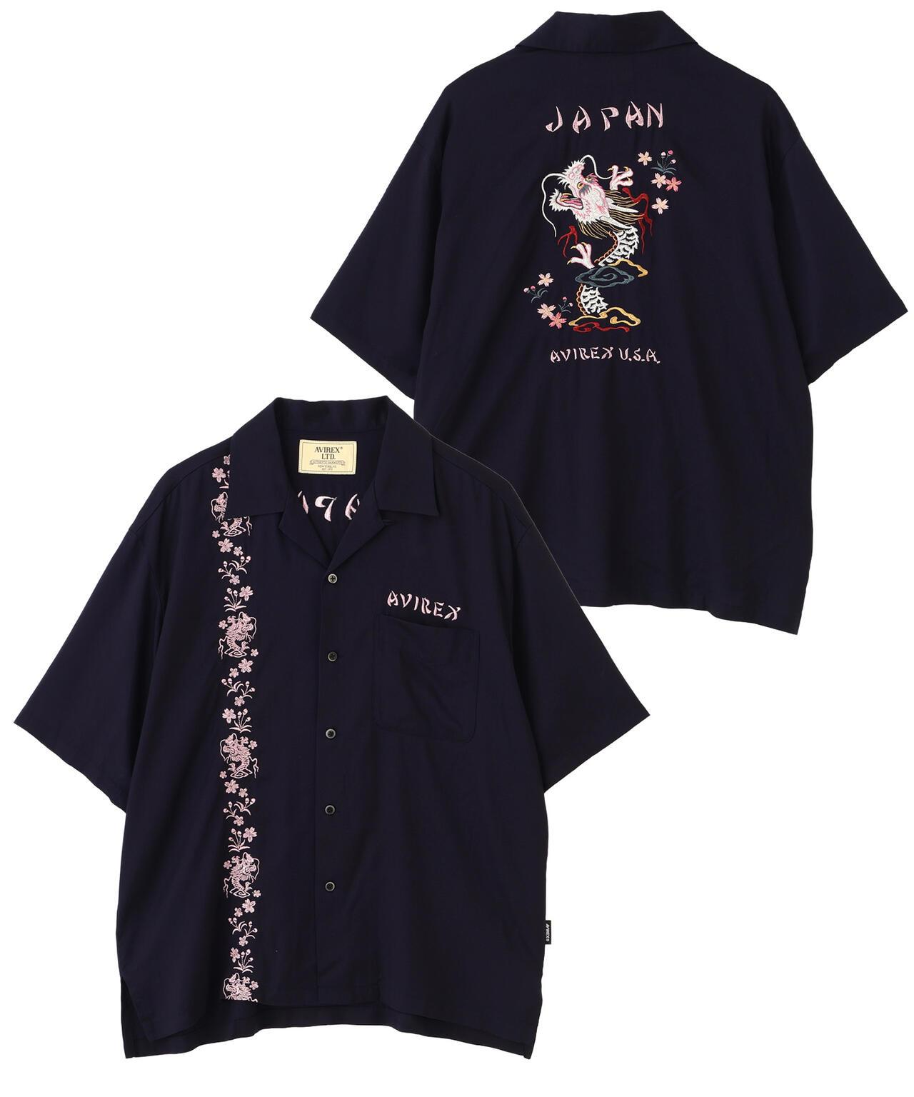 SOUVENIR S/S SHIRT “DRAGON & CHERRY BLOSSOMS” 圖案短袖襯衫
