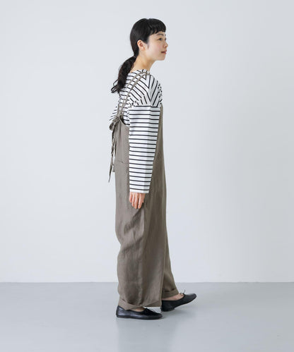 亞麻揹帶褲