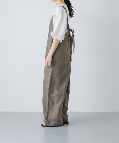 亞麻揹帶褲