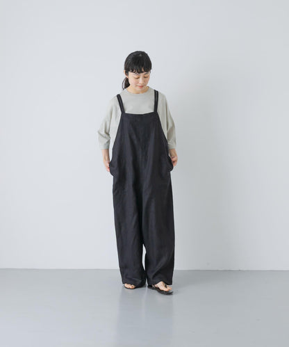 亞麻揹帶褲