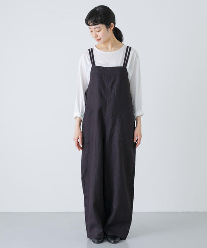 亞麻揹帶褲