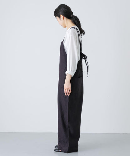 亞麻揹帶褲