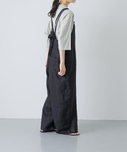 亞麻揹帶褲