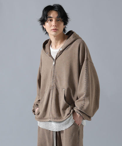 DankeSchon/ダンケシェーン 鉚釘裝飾拉鍊連帽衛衣