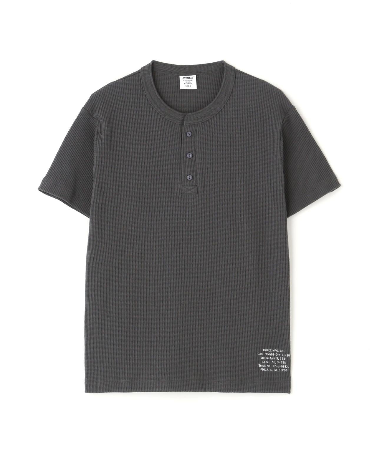 MINI WAFFLE HENRY NECK T-SHIRT “STENCIL” T恤