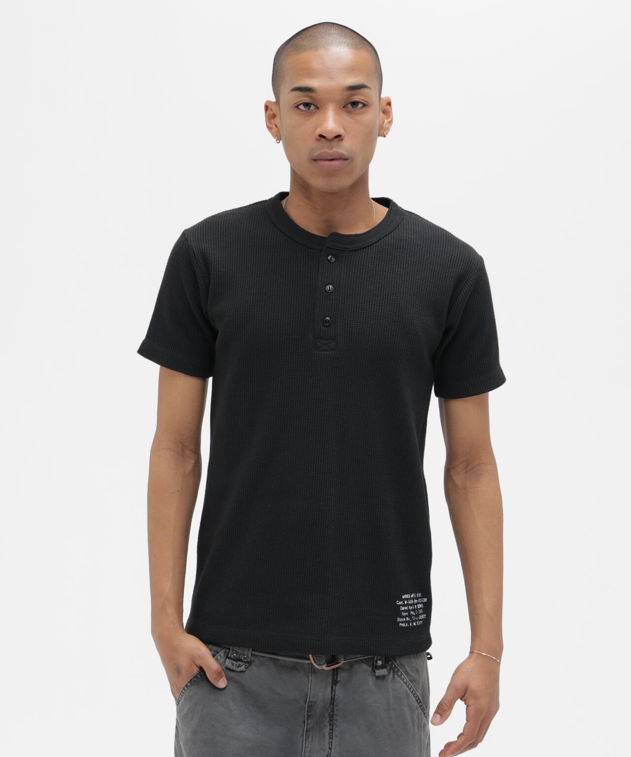 MINI WAFFLE HENRY NECK T-SHIRT “STENCIL” T恤