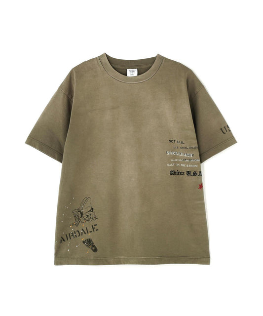 做舊海軍藍模板印花 短袖T恤 AGED-LOOK S/S NAVY STENCIL T-SHIRT