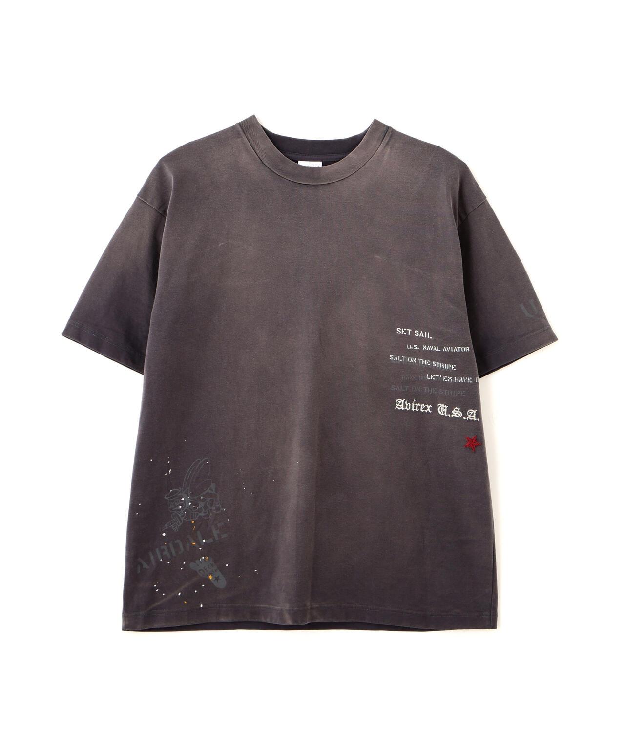 做舊海軍藍模板印花 短袖T恤 AGED-LOOK S/S NAVY STENCIL T-SHIRT