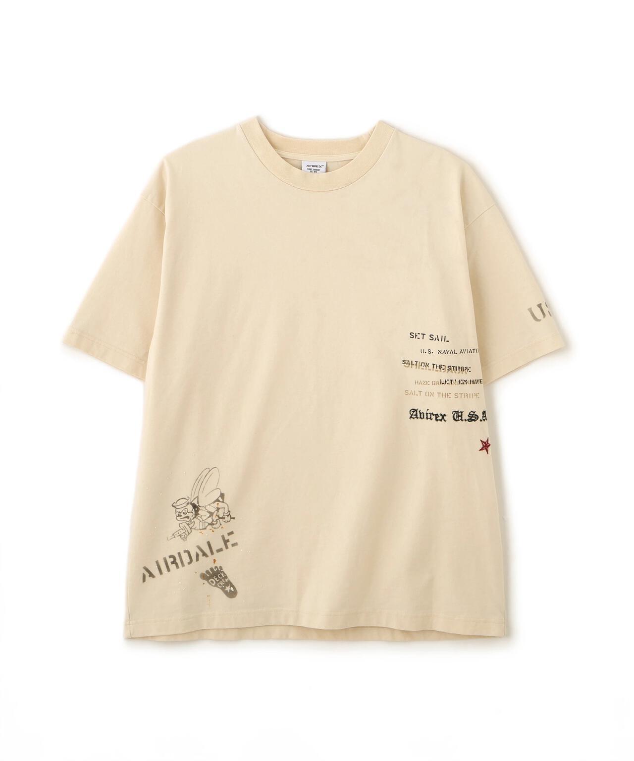 做舊海軍藍模板印花 短袖T恤 AGED-LOOK S/S NAVY STENCIL T-SHIRT