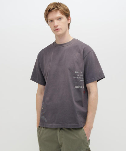做舊海軍藍模板印花 短袖T恤 AGED-LOOK S/S NAVY STENCIL T-SHIRT
