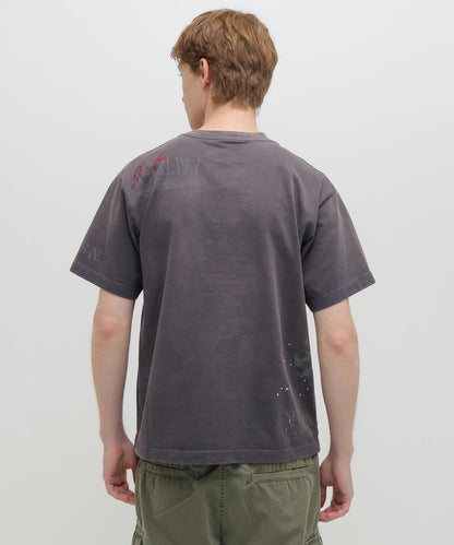 做舊海軍藍模板印花 短袖T恤 AGED-LOOK S/S NAVY STENCIL T-SHIRT