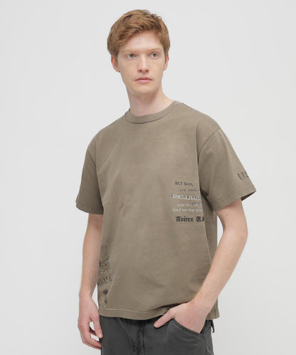 做舊海軍藍模板印花 短袖T恤 AGED-LOOK S/S NAVY STENCIL T-SHIRT