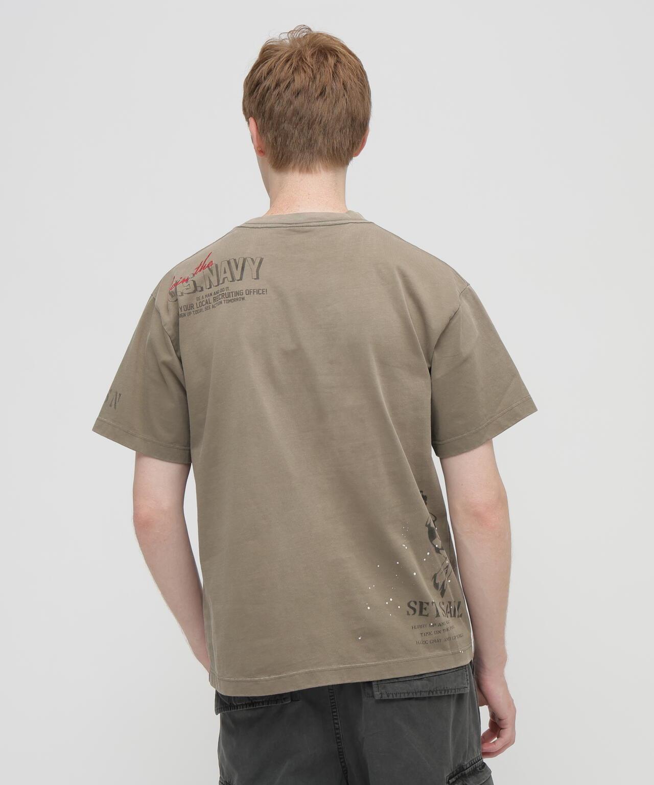 做舊海軍藍模板印花 短袖T恤 AGED-LOOK S/S NAVY STENCIL T-SHIRT