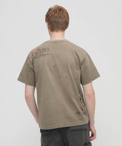 做舊海軍藍模板印花 短袖T恤 AGED-LOOK S/S NAVY STENCIL T-SHIRT