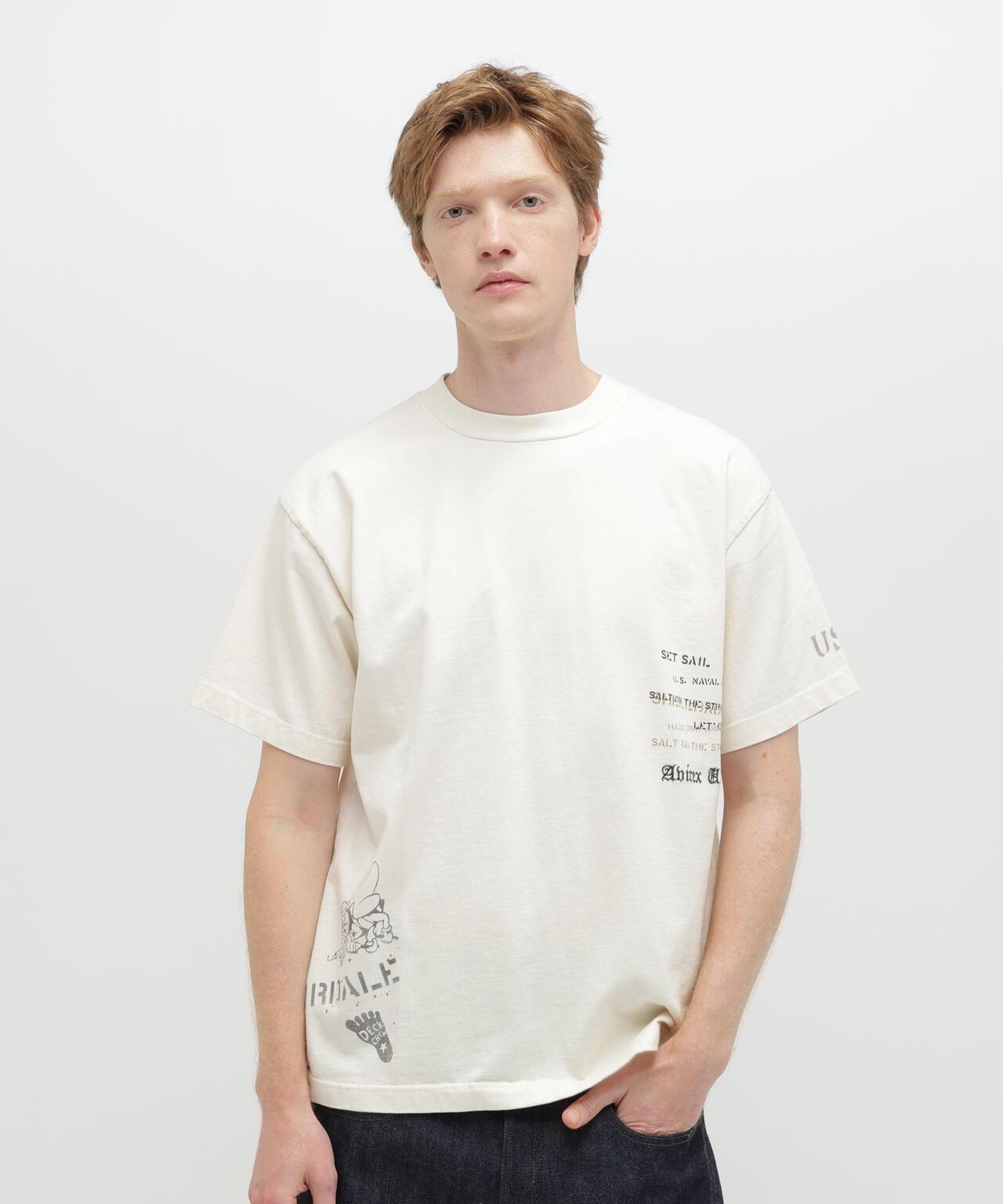 做舊海軍藍模板印花 短袖T恤 AGED-LOOK S/S NAVY STENCIL T-SHIRT