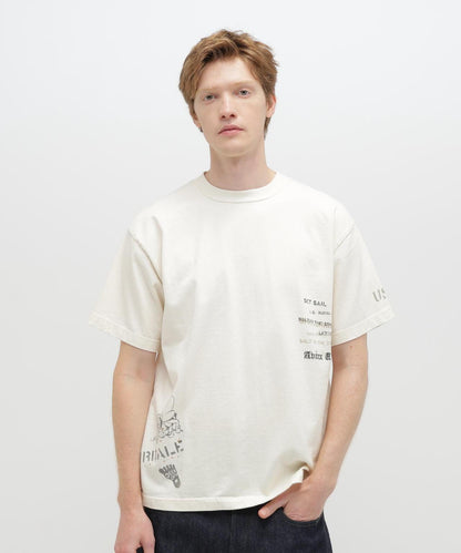 做舊海軍藍模板印花 短袖T恤 AGED-LOOK S/S NAVY STENCIL T-SHIRT