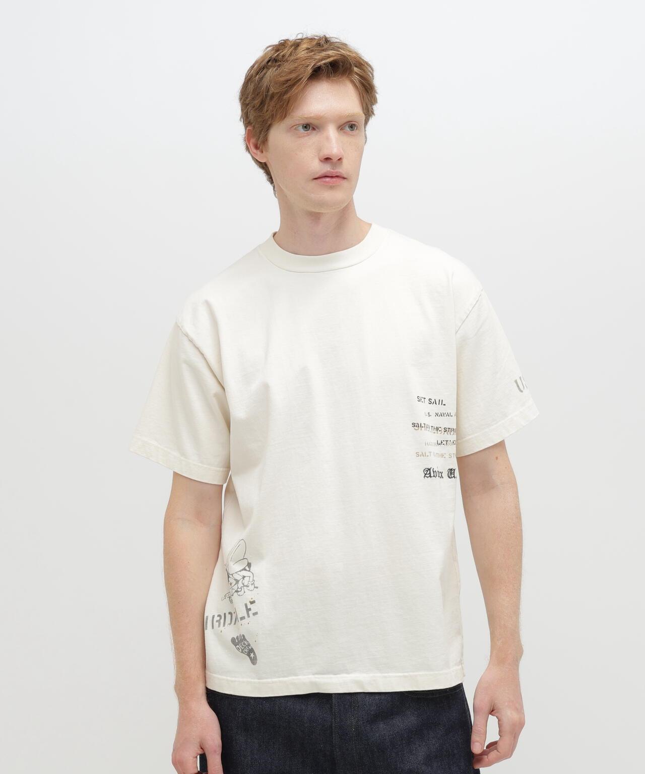 做舊海軍藍模板印花 短袖T恤 AGED-LOOK S/S NAVY STENCIL T-SHIRT