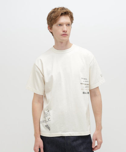 做舊海軍藍模板印花 短袖T恤 AGED-LOOK S/S NAVY STENCIL T-SHIRT