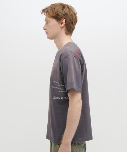 做舊海軍藍模板印花 短袖T恤 AGED-LOOK S/S NAVY STENCIL T-SHIRT