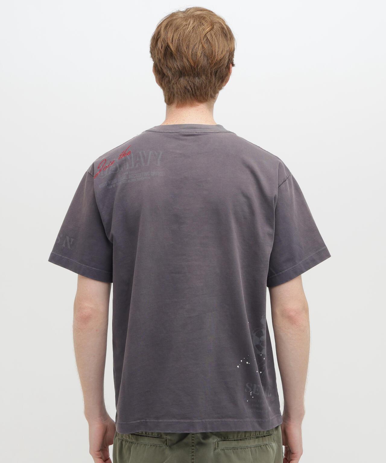 做舊海軍藍模板印花 短袖T恤 AGED-LOOK S/S NAVY STENCIL T-SHIRT