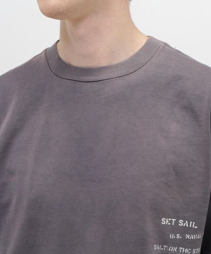 做舊海軍藍模板印花 短袖T恤 AGED-LOOK S/S NAVY STENCIL T-SHIRT