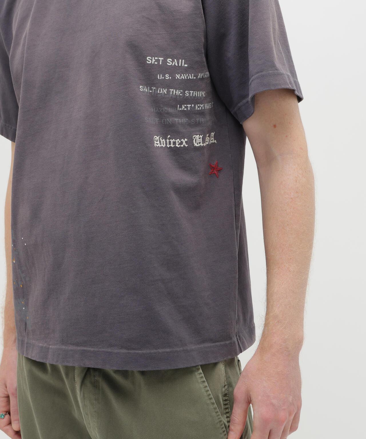 做舊海軍藍模板印花 短袖T恤 AGED-LOOK S/S NAVY STENCIL T-SHIRT