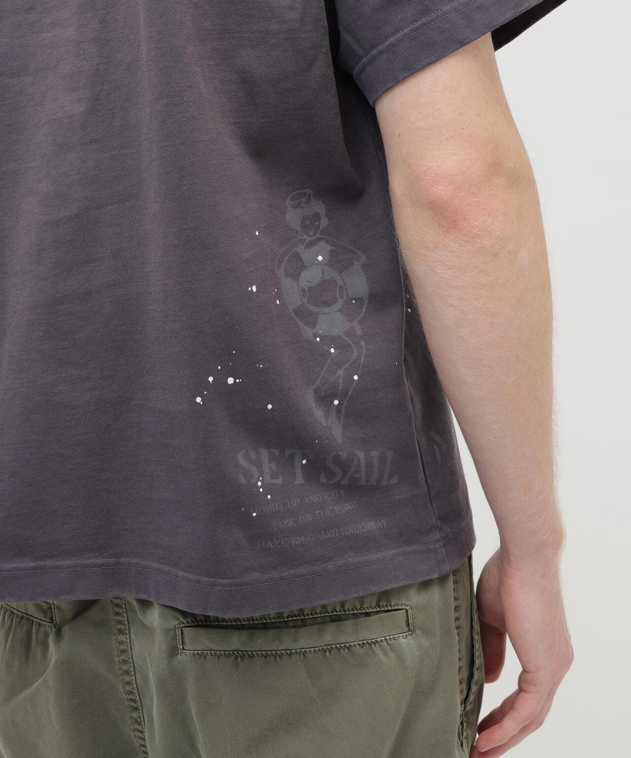 做舊海軍藍模板印花 短袖T恤 AGED-LOOK S/S NAVY STENCIL T-SHIRT