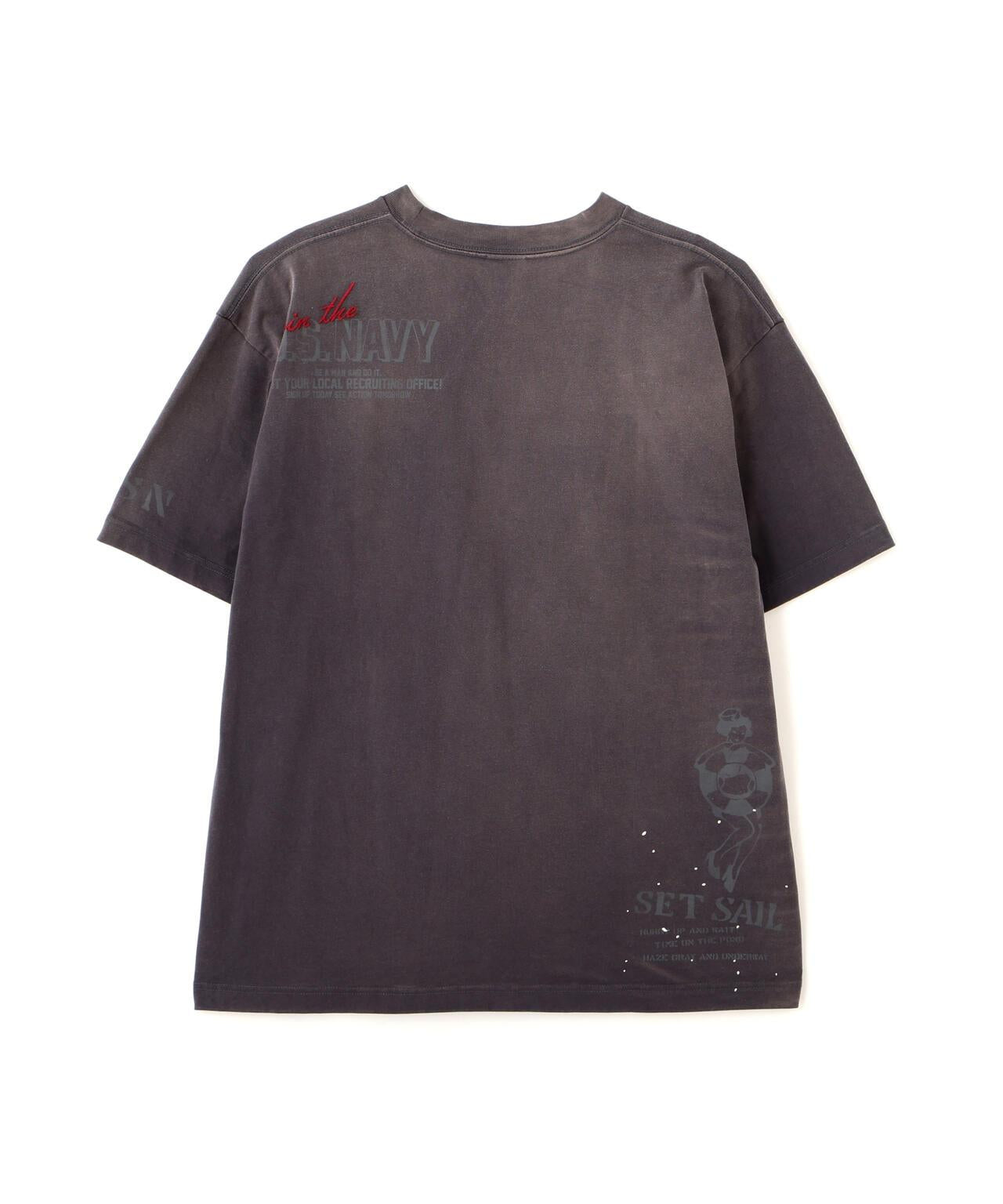 做舊海軍藍模板印花 短袖T恤 AGED-LOOK S/S NAVY STENCIL T-SHIRT
