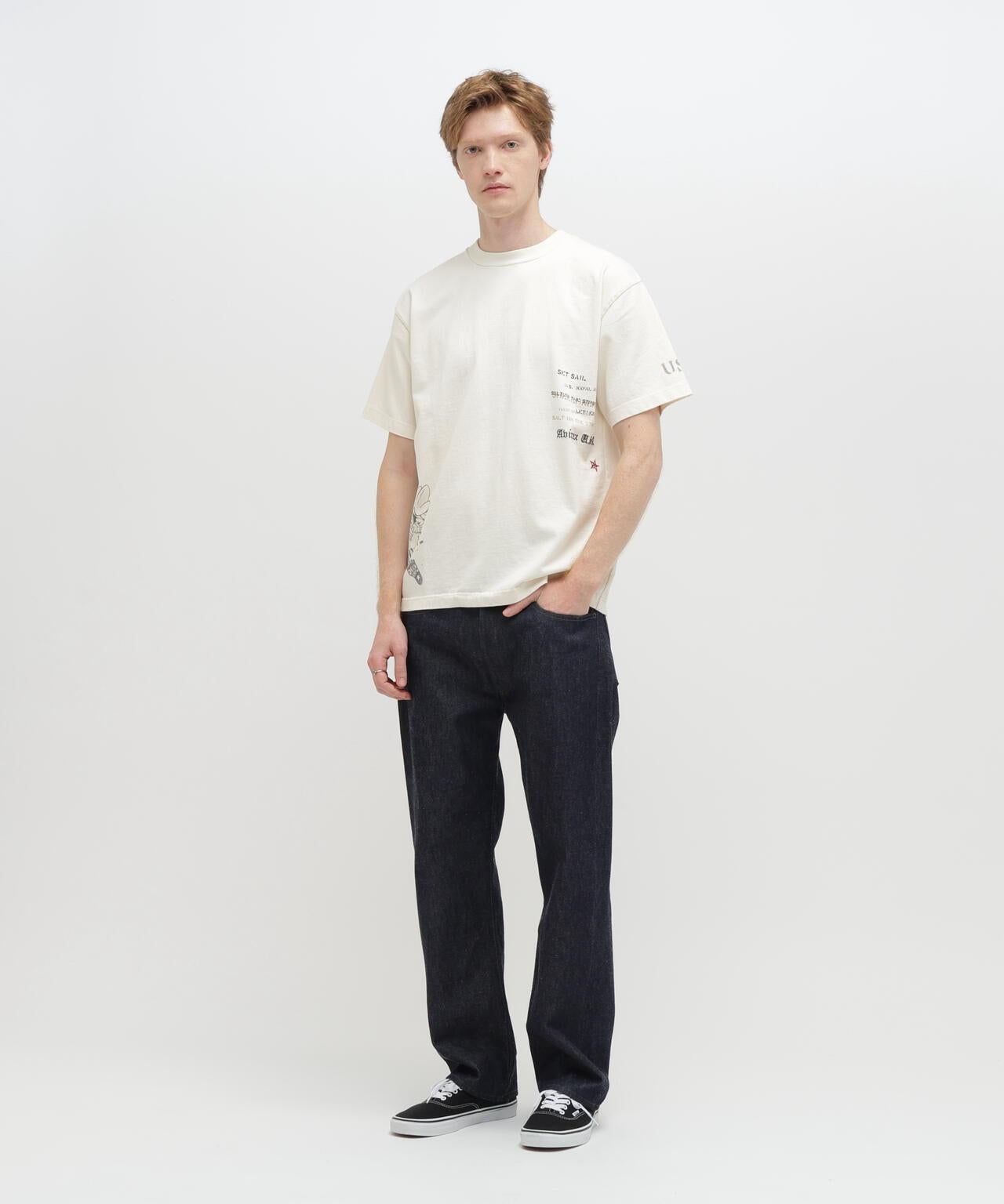 做舊海軍藍模板印花 短袖T恤 AGED-LOOK S/S NAVY STENCIL T-SHIRT