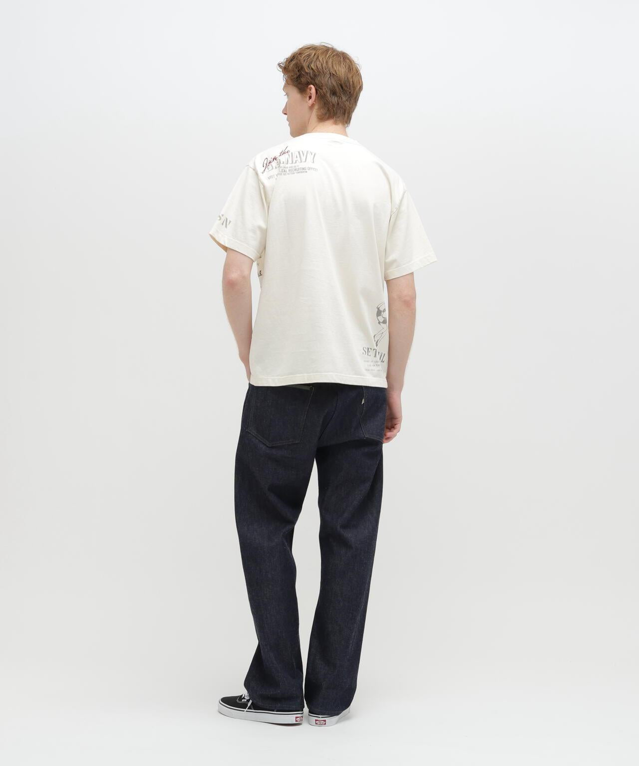 做舊海軍藍模板印花 短袖T恤 AGED-LOOK S/S NAVY STENCIL T-SHIRT