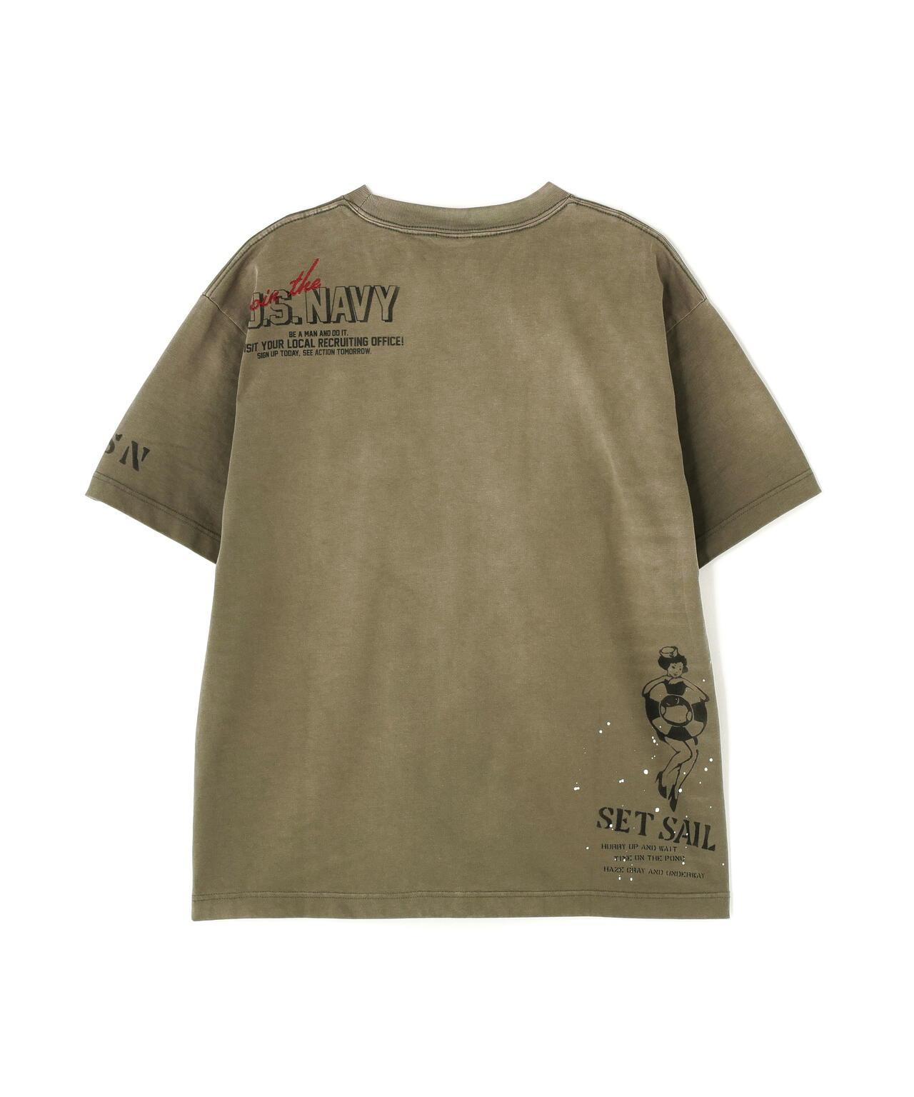 做舊海軍藍模板印花 短袖T恤 AGED-LOOK S/S NAVY STENCIL T-SHIRT