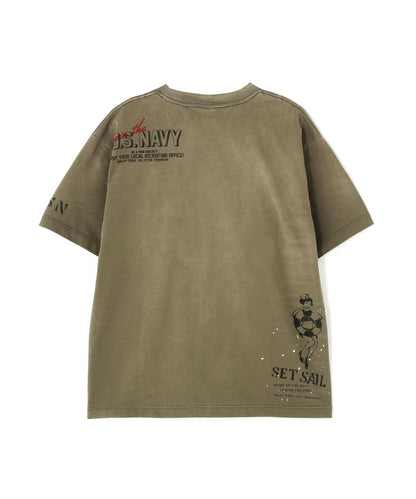 做舊海軍藍模板印花 短袖T恤 AGED-LOOK S/S NAVY STENCIL T-SHIRT
