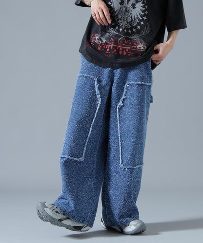 針刺工藝 雙膝設計 牛仔褲 NEEDLEPUNCH DENIM W-KNEE PANTS
